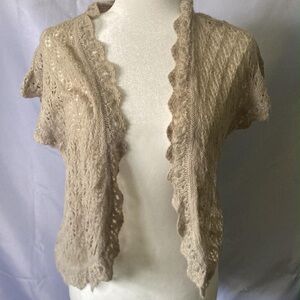 Old Navy Lace Knit Cardigan in Gray Crochet whimsy grandmacore